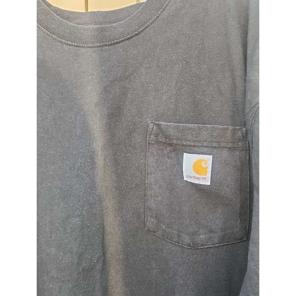 Carhartt Loose Fit Short Sleeve Cotton Tshirt Black 2XL Workwear Pocket Big Tall - Picture 2 of 4